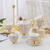 Bone China Coffee and Tea Set Gold Gilded Elegant Grey and Gold Infinite Grid - 15 Pieces Bone China Coffee and Tea Set Gold Gilded Elegant Grey and Gold Infinite Grid - 15 Pieces