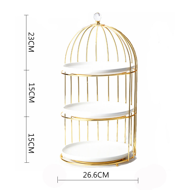 Ceramic Cake and Dessert Table Stand in the Form of a Birdcage Display Shelf for Afternoon Tea Ceramic Cake and Dessert Table Stand in the Form of a Birdcage Display Shelf for Afternoon Tea
