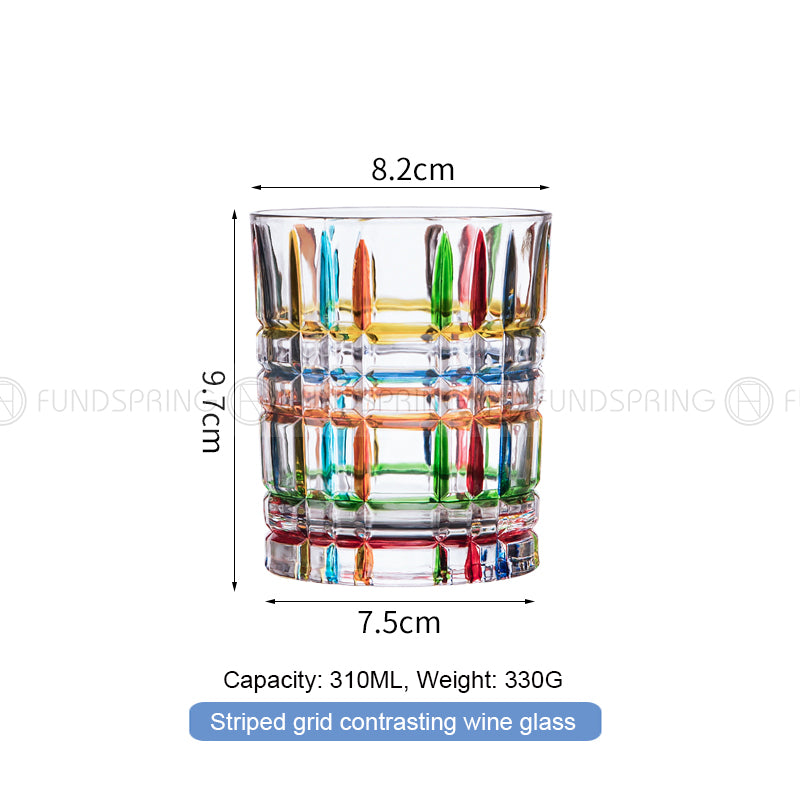 Contrast Color Stripe Glass Cups Painted Water Cup Whiskey Glass Contrast Color Stripe Glass Cups Painted Water Cup Whiskey Glass