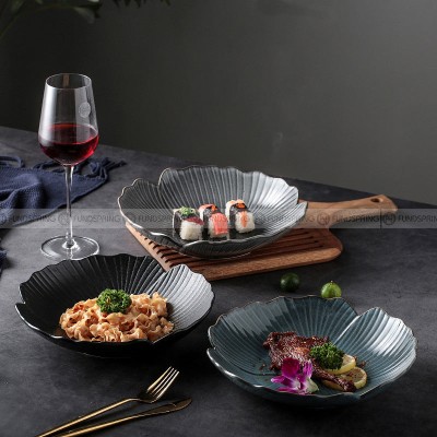 Lotus Leaf Ceramic Tableware Lace Bowl 10 Inches Flower Bowl Lotus Leaf Ceramic Tableware Lace Bowl 10 Inches Flower Bowl