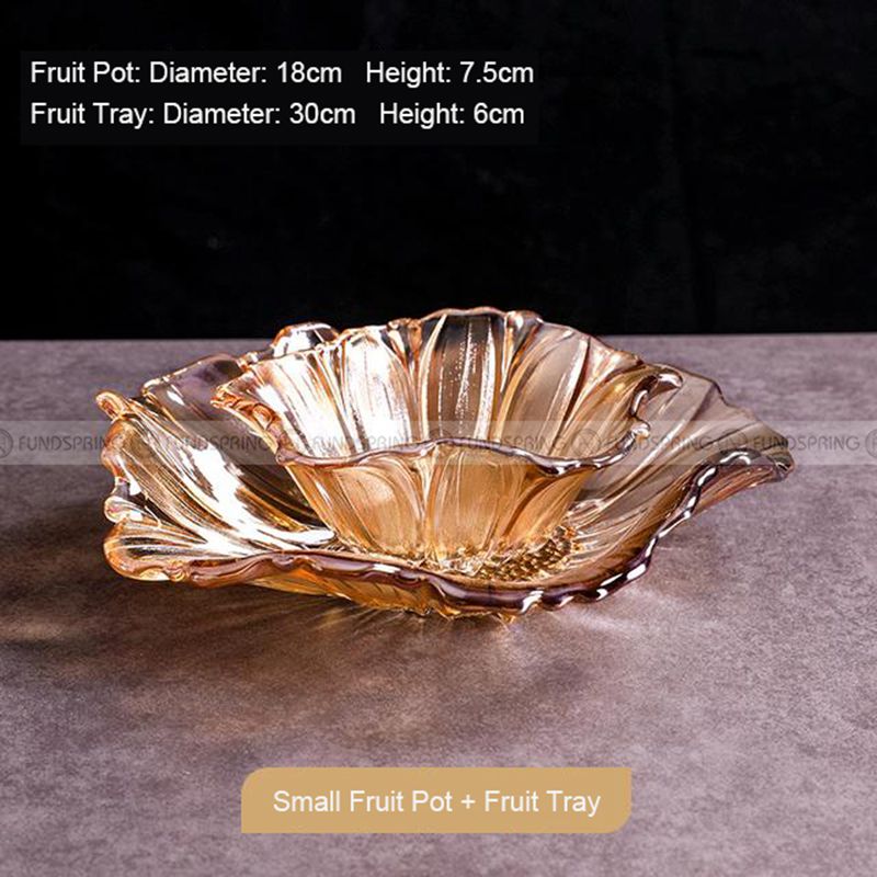 Glass Elegance: Modern Living Room Fruit Plate Large Size Petal Shape Plate Glass Elegance: Modern Living Room Fruit Plate Large Size Petal Shape Plate