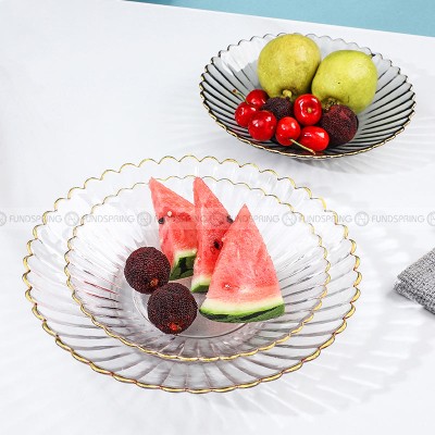 Nordic Elegance Crystal Glass Golden-rim Fruit Bowl and Salad Plate Nordic Elegance Crystal Glass Golden-rim Fruit Bowl and Salad Plate