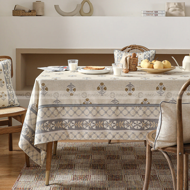 Kashaa Tablecloth Nordic Style Simple Cotton And Linen Table Cover Khaki Kashaa Tablecloth Nordic Style Simple Cotton And Linen Table Cover Khaki