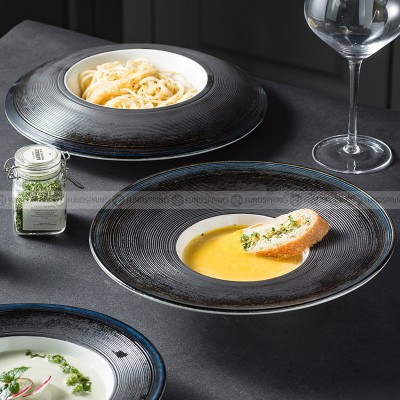 Nordic Dinnerware Weiss Series Ceramic Navy/Black/White Dinner Plate Nordic Dinnerware Weiss Series Ceramic Navy/Black/White Dinner Plate