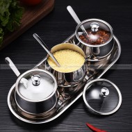 304 Stainless Steel Seasoning Jar Set Kitchen Seasoning Box Set of 3 304 Stainless Steel Seasoning Jar Set Kitchen Seasoning Box Set of 3