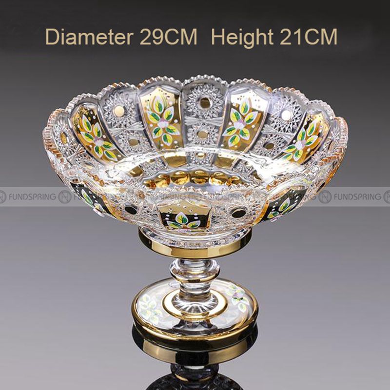 Crystal Elegance: Enamel Fruit Plate with High Foot - Table Decoration Ornaments Crystal Elegance: Enamel Fruit Plate with High Foot - Table Decoration Ornaments