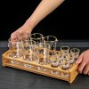 Crystal Glass Wine Dispenser Set Chinese Baijiu Cups with Scale and Wooden Rack Crystal Glass Wine Dispenser Set Chinese Baijiu Cups with Scale and Wooden Rack