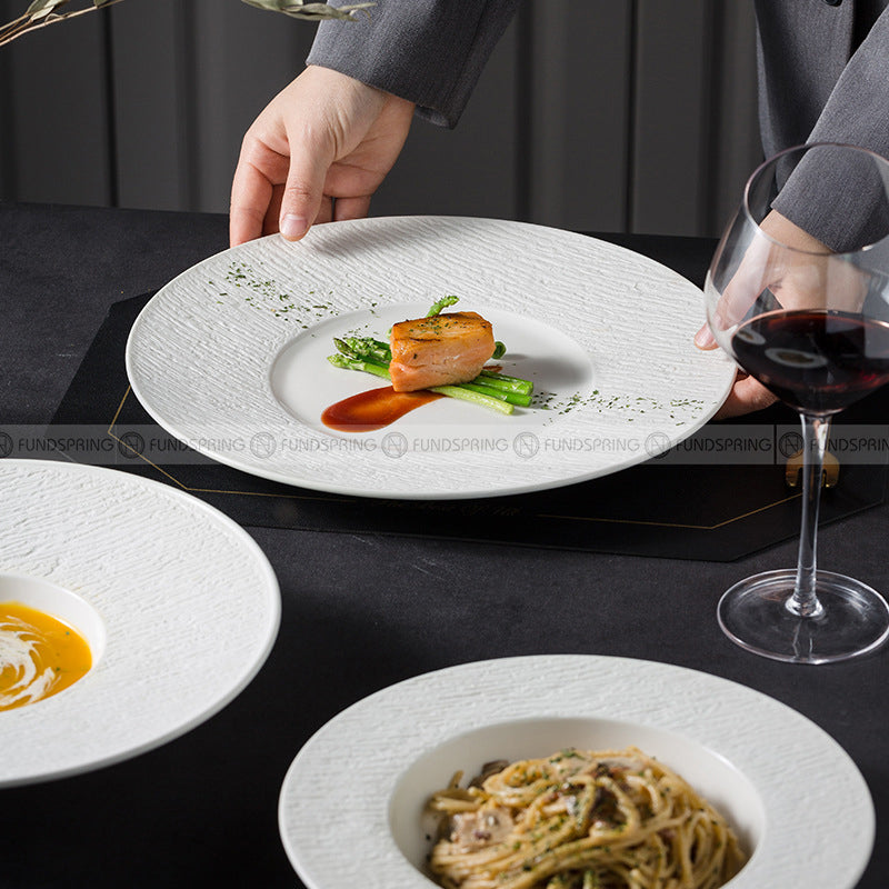 Mocaa Stone Series White Tableware Ceramic Dinnerware Shallow Plate Mocaa Stone Series White Tableware Ceramic Dinnerware Shallow Plate