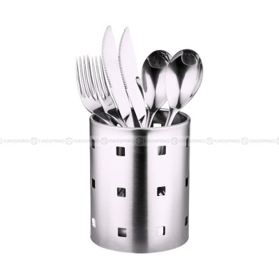 Stainless Steel Draining Cutlery Holder Round Flatware Storage Stand Stainless Steel Draining Cutlery Holder Round Flatware Storage Stand