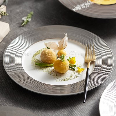 Designer Tableware Collection Weiss Series Sliver/White Dinner Plate Designer Tableware Collection Weiss Series Sliver/White Dinner Plate