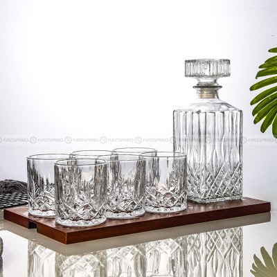 Wine Set Transparent Wine Glass Whisky Bottle And Tumbler Set of 7 Wine Set Transparent Wine Glass Whisky Bottle And Tumbler Set of 7
