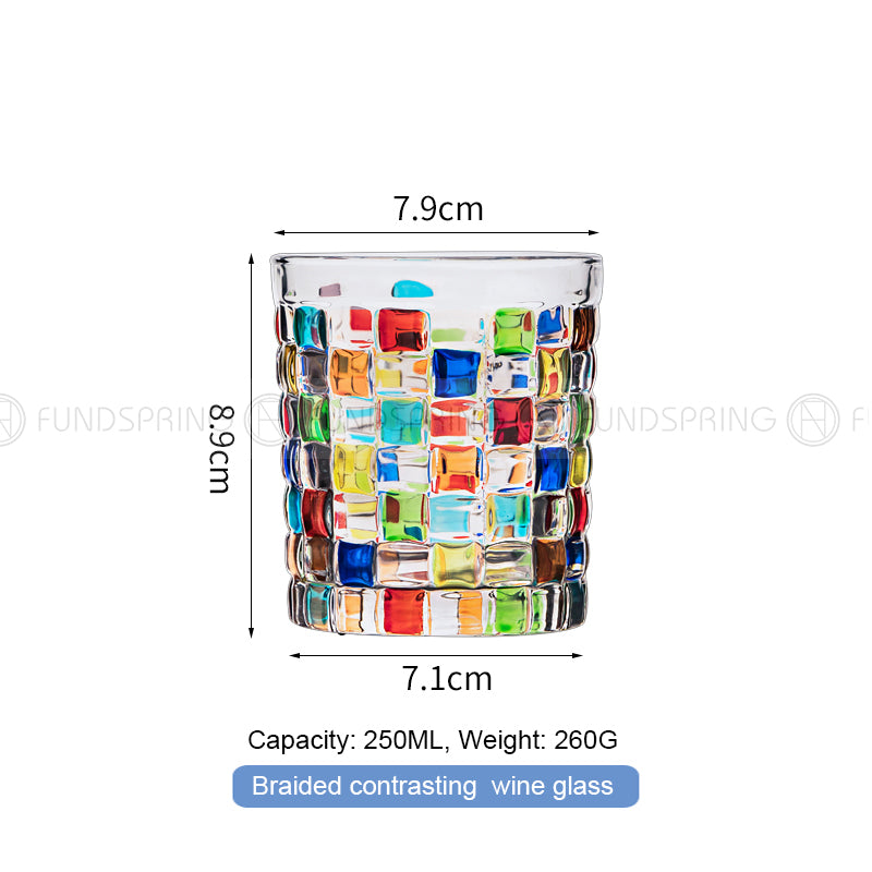 Contrast Color Stripe Glass Cups Painted Water Cup Whiskey Glass Contrast Color Stripe Glass Cups Painted Water Cup Whiskey Glass