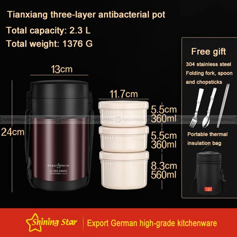 Portable Stainless Steel Insulated Lunch Box Compartmentalized Pot Portable Stainless Steel Insulated Lunch Box Compartmentalized Pot