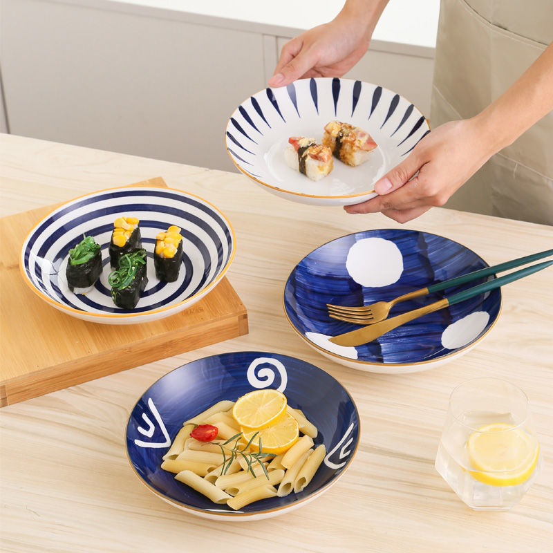 Harmony in Simplicity: Set of 4 Japanese Ceramic Deep Plates (7'' and 8'') - Timeless Elegance for Every Meal Harmony in Simplicity: Set of 4 Japanese Ceramic Deep Plates (7'' and 8'') - Timeless Elegance for Every Meal