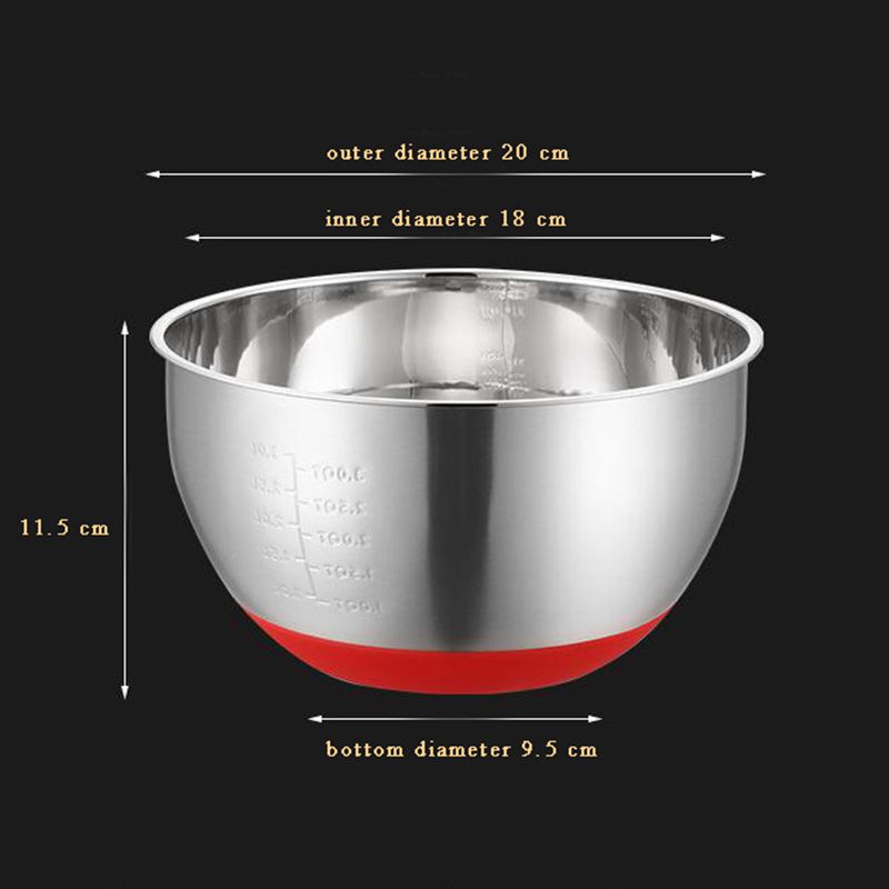 Stainless Steel Splash-proof Basin Silicone Bottom Egg Beating Basin Stainless Steel Splash-proof Basin Silicone Bottom Egg Beating Basin