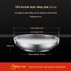 304 Stainless Steel Plate Heat Insulation Double Layer Thickened Bowl