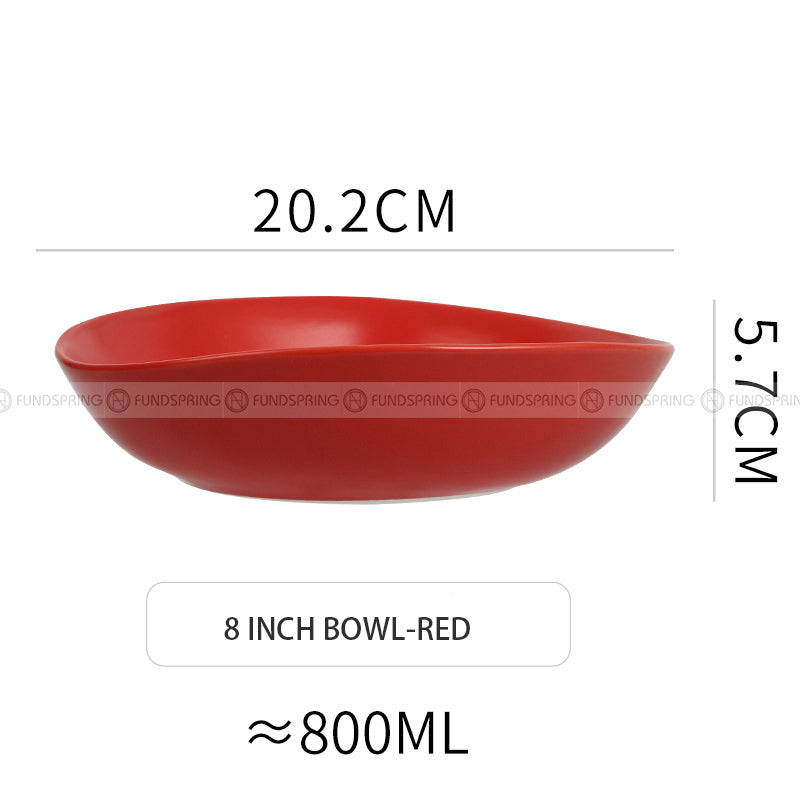Japanese Ceramic Tableware Irregular Matte Ramen Bowl Deep Salad Plate Japanese Ceramic Tableware Irregular Matte Ramen Bowl Deep Salad Plate