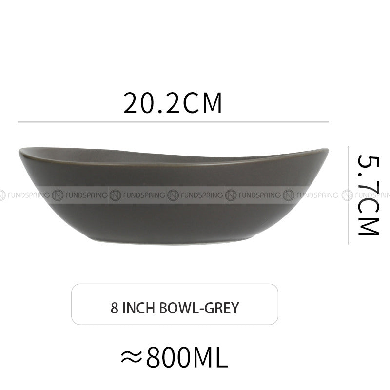 Japanese Ceramic Tableware Irregular Matte Ramen Bowl Deep Salad Plate Japanese Ceramic Tableware Irregular Matte Ramen Bowl Deep Salad Plate