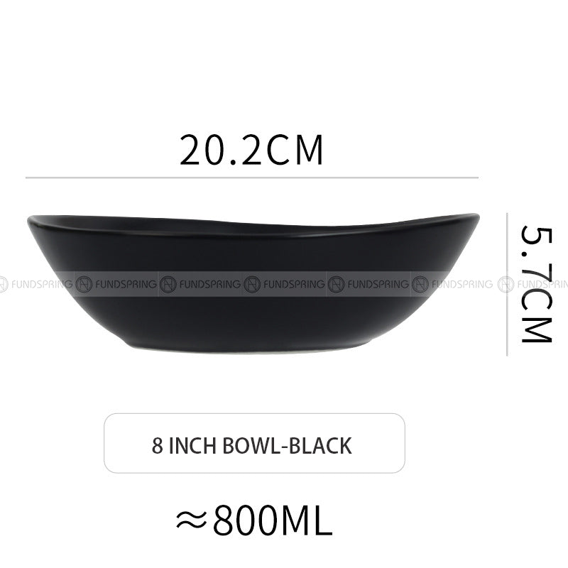 Japanese Ceramic Tableware Irregular Matte Ramen Bowl Deep Salad Plate Japanese Ceramic Tableware Irregular Matte Ramen Bowl Deep Salad Plate