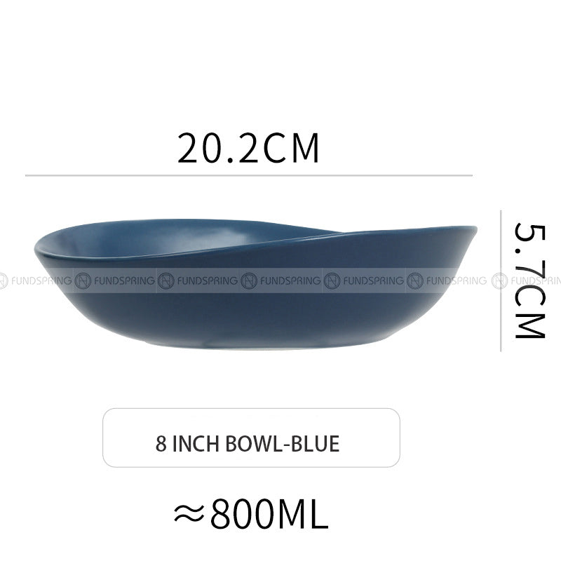 Japanese Ceramic Tableware Irregular Matte Ramen Bowl Deep Salad Plate Japanese Ceramic Tableware Irregular Matte Ramen Bowl Deep Salad Plate
