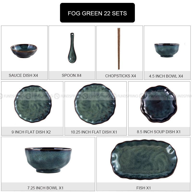 Kiln Under glazed Ceramic Tableware Creative Lotus Leaf Tableware Set Kiln Under glazed Ceramic Tableware Creative Lotus Leaf Tableware Set