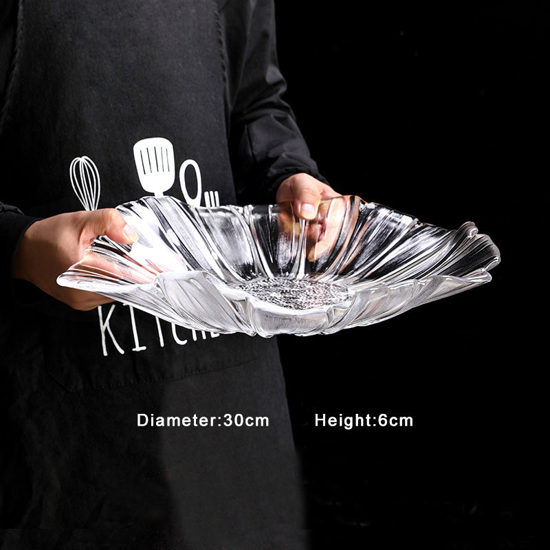 Glass Elegance: Modern Living Room Fruit Plate Large Size Petal Shape Plate Glass Elegance: Modern Living Room Fruit Plate Large Size Petal Shape Plate
