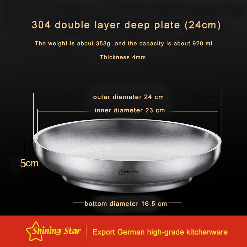 304 Stainless Steel Plate Heat Insulation Double Layer Thickened Bowl 304 Stainless Steel Plate Heat Insulation Double Layer Thickened Bowl