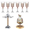 Gyro Decanter with Painted Diamond Colored Wine Glass Wine Deck Set Engraved Glass