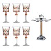 Gyro Decanter with Painted Diamond Colored Wine Glass Wine Deck Set Engraved Glass