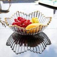 Elegant Glass Fruit Bowl Set with Minimalist Design and Golden Rim Elegant Glass Fruit Bowl Set with Minimalist Design and Golden Rim