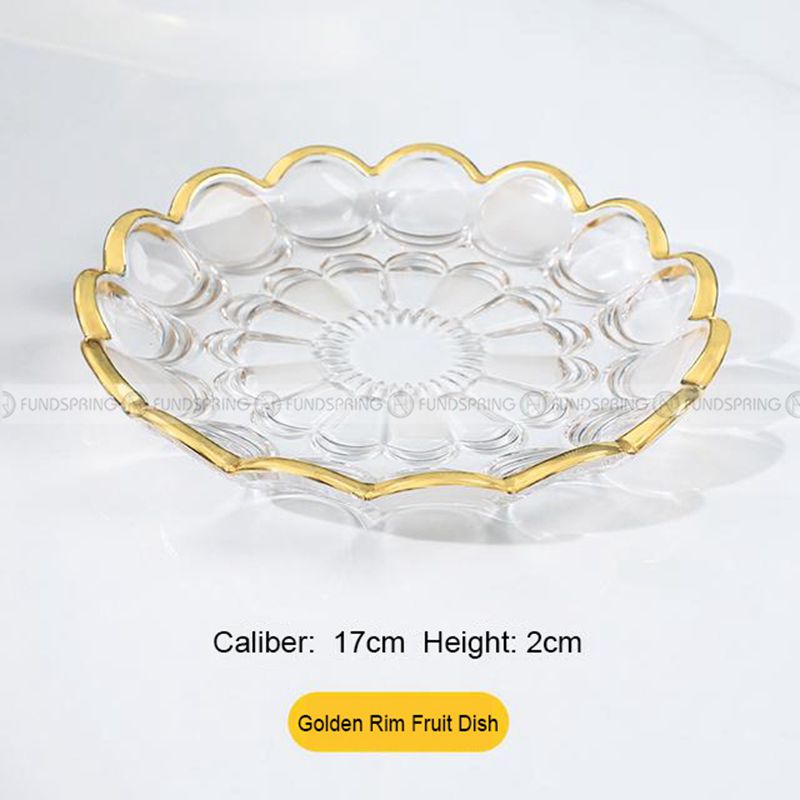Nordic Minimalist Golden-Rim Glass Fruit Bowl and Salad Plate Set Nordic Minimalist Golden-Rim Glass Fruit Bowl and Salad Plate Set