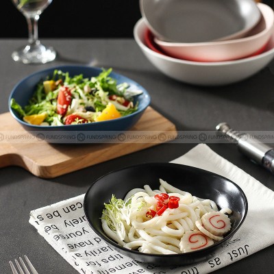 Japanese Ceramic Tableware Irregular Matte Ramen Bowl Deep Salad Plate Japanese Ceramic Tableware Irregular Matte Ramen Bowl Deep Salad Plate