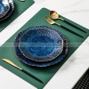 Ceramic Dinner Plate Creative Blue Steak Plate Petal Edge Plate 8" and 10" Set of 2 Ceramic Dinner Plate Creative Blue Steak Plate Petal Edge Plate 8" and 10" Set of 2