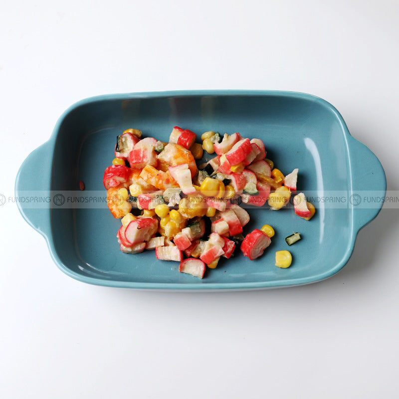 Ceramic Binaural Baking Tray Macaron Color Microwave Oven For Baking Ceramic Binaural Baking Tray Macaron Color Microwave Oven For Baking