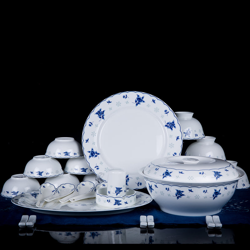 Love Of Crystal Tableware Blue and White Ceramic Dinnerware Set 46 Pcs Love Of Crystal Tableware Blue and White Ceramic Dinnerware Set 46 Pcs