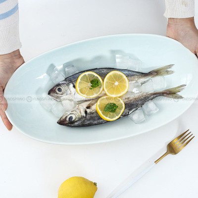 Ceramic Minimalism Dinnerware Blue Fish Plate 14'' Oval Plate Dinner Plate Ceramic Minimalism Dinnerware Blue Fish Plate 14'' Oval Plate Dinner Plate