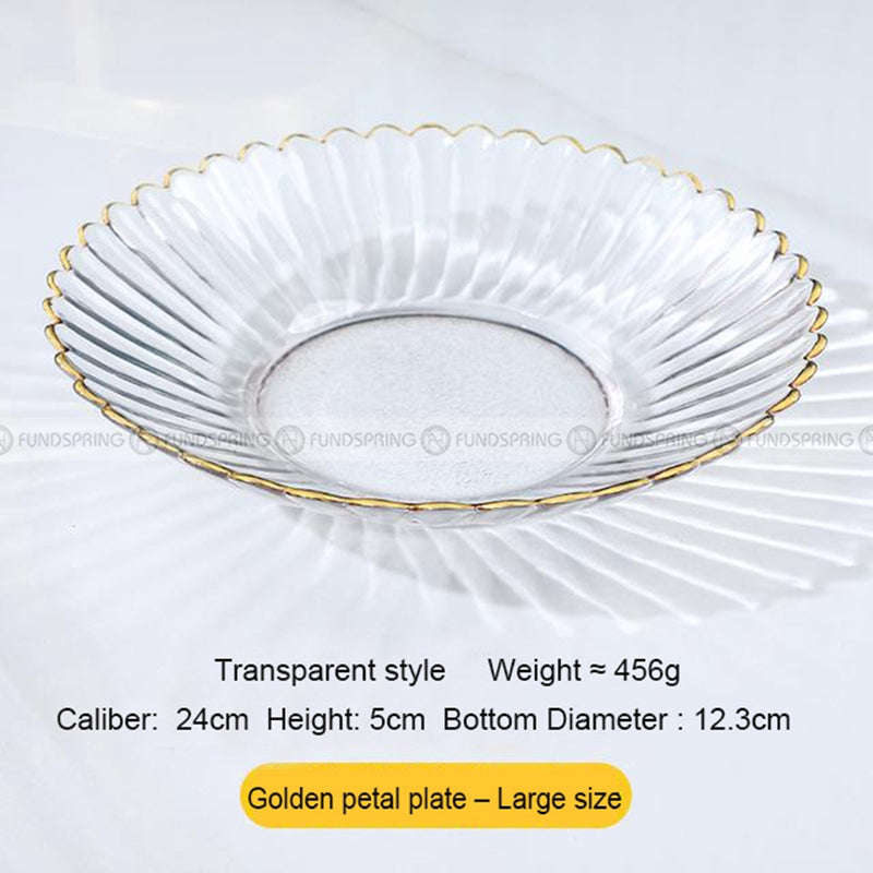 Nordic Elegance Crystal Glass Golden-rim Fruit Bowl and Salad Plate Nordic Elegance Crystal Glass Golden-rim Fruit Bowl and Salad Plate