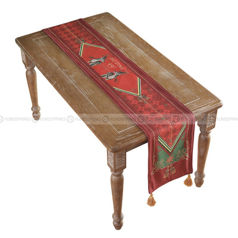 Christmas Table Runner New Year Decorative Red Velvet Cabinet Towel Christmas Table Runner New Year Decorative Red Velvet Cabinet Towel