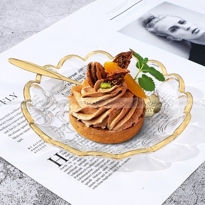 Nordic Minimalist Golden-Rim Glass Fruit Bowl and Salad Plate Set Nordic Minimalist Golden-Rim Glass Fruit Bowl and Salad Plate Set