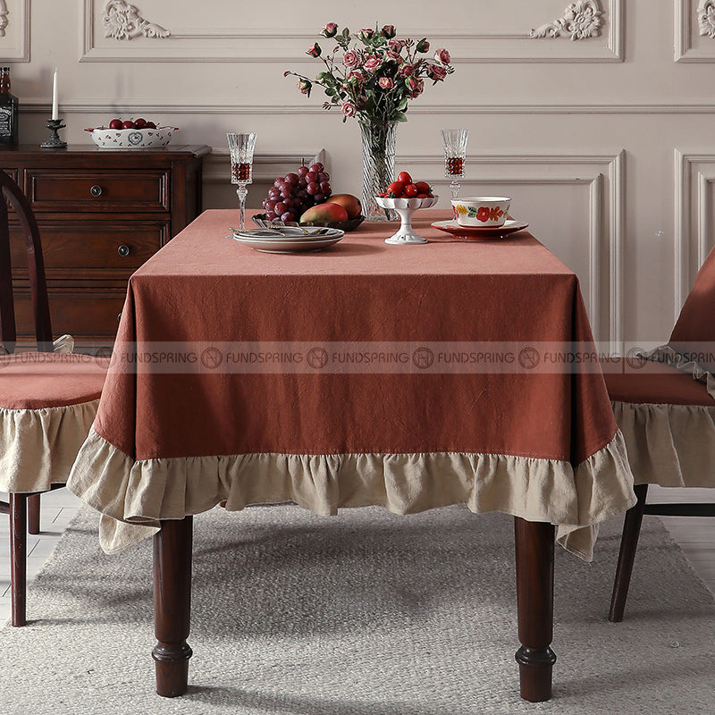 Combe Tablecloth Vintage Farmhouse Table Cover Lotus Leaf Tablecloth Combe Tablecloth Vintage Farmhouse Table Cover Lotus Leaf Tablecloth