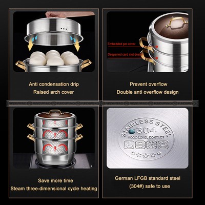 Large-capacity Pots 3-layer 304 Household Thickened Large Steamer Large-capacity Pots 3-layer 304 Household Thickened Large Steamer