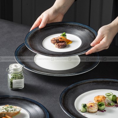 Nordic Dinnerware Weiss Series Ceramic Navy/Black/White Dinner Plate Nordic Dinnerware Weiss Series Ceramic Navy/Black/White Dinner Plate