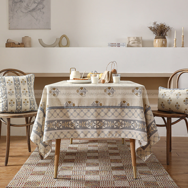 Kashaa Tablecloth Nordic Style Simple Cotton And Linen Table Cover Khaki Kashaa Tablecloth Nordic Style Simple Cotton And Linen Table Cover Khaki