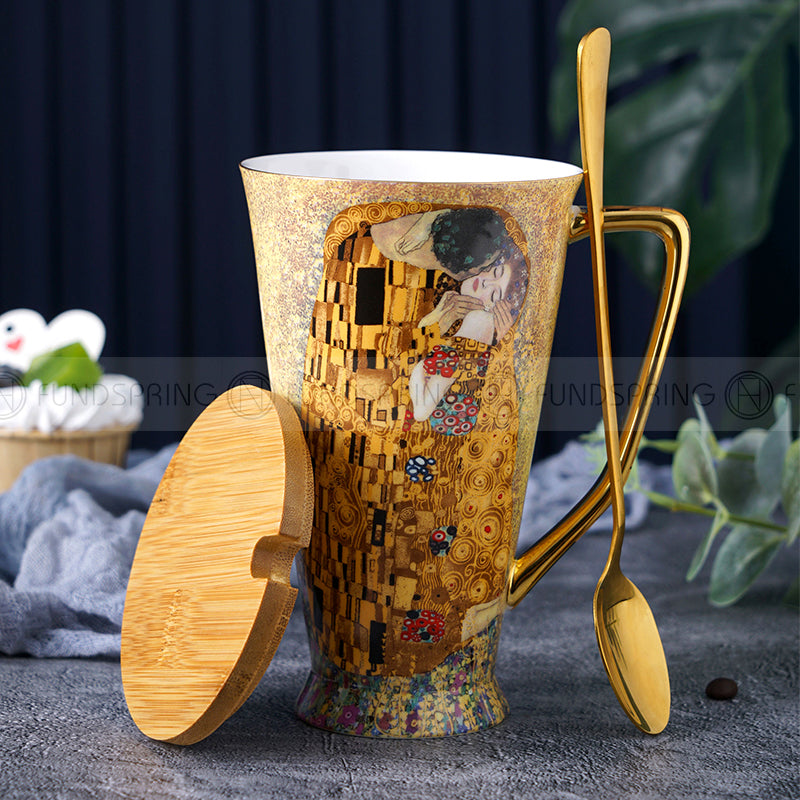 European Bone China Mug: Large-capacity Ceramic Cup With Lid And Spoon European Bone China Mug: Large-capacity Ceramic Cup With Lid And Spoon
