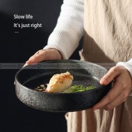 Ceramic Deep Dish Shallow Bowl Straight Bowl Flat Bottom Black Plate Ceramic Deep Dish Shallow Bowl Straight Bowl Flat Bottom Black Plate