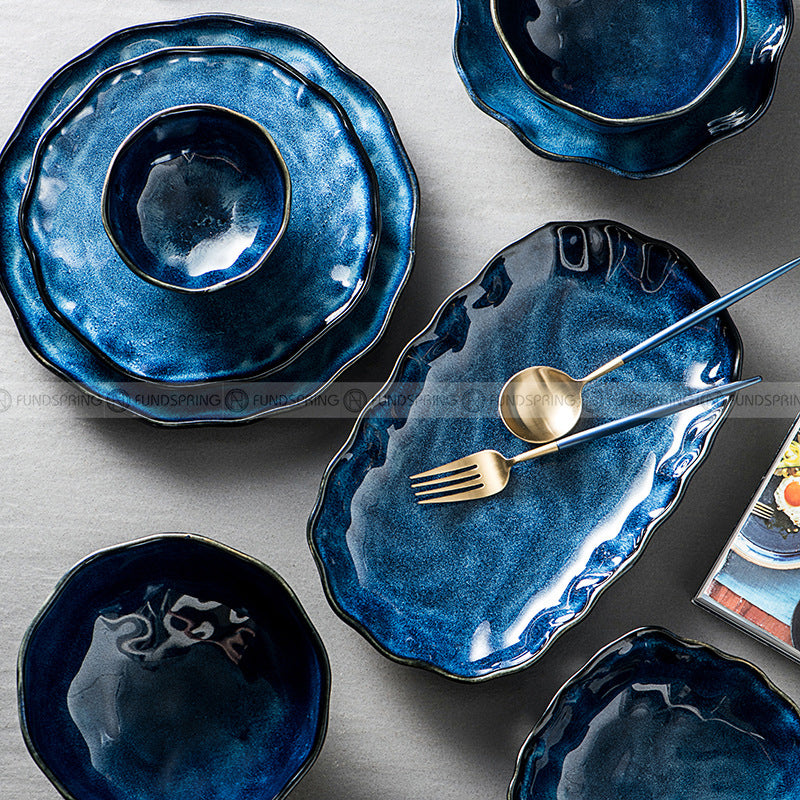 Kiln Under glazed Ceramic Tableware Creative Lotus Leaf Tableware Set Kiln Under glazed Ceramic Tableware Creative Lotus Leaf Tableware Set