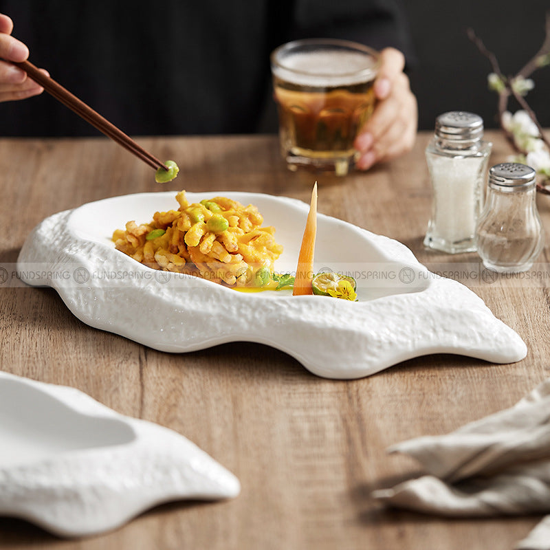 Ceramic White Plate Artistic Conception Tableware Oyster Platter Ceramic White Plate Artistic Conception Tableware Oyster Platter