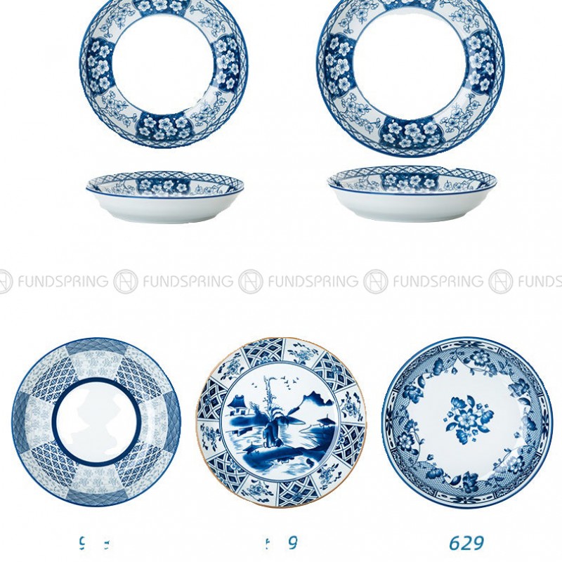 Japanese Blue and White Ceramic Deep Plates Pasta Bowl 7" Set of 4 Japanese Blue and White Ceramic Deep Plates Pasta Bowl 7" Set of 4