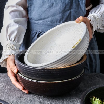 Kiln Change Ceramic Soup Bowl Large Noodle Bowl Spiral Texture Pot Kiln Change Ceramic Soup Bowl Large Noodle Bowl Spiral Texture Pot