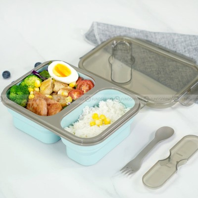 Silicone Compartments Lunch Box Foldable Portable Crisper Sealed Box Silicone Compartments Lunch Box Foldable Portable Crisper Sealed Box